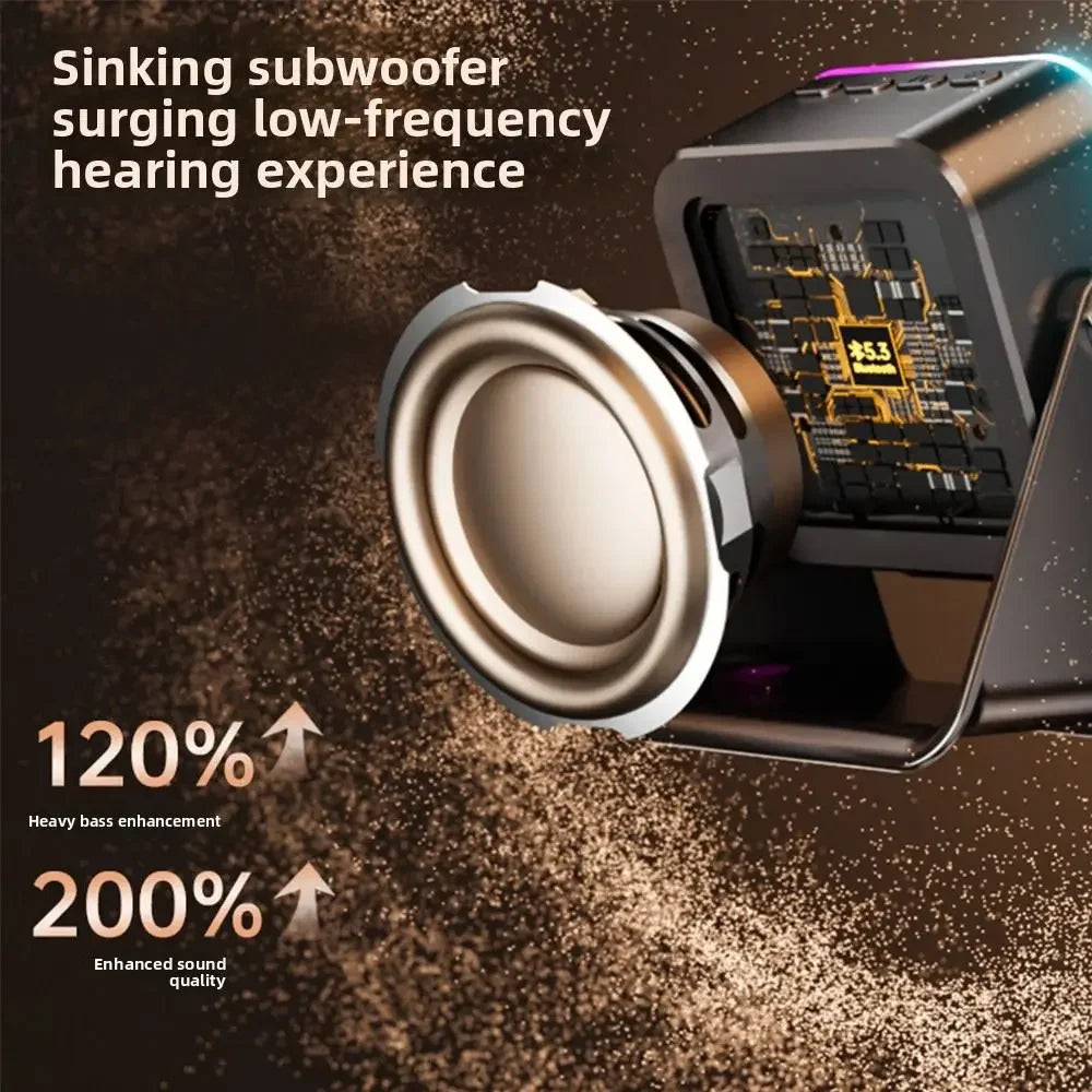 Upgraded Folding Phone Holder with Induction Speaker & Light 5000Mah Portable Audio Bracket for Desk, Home, Office, Travel Decor